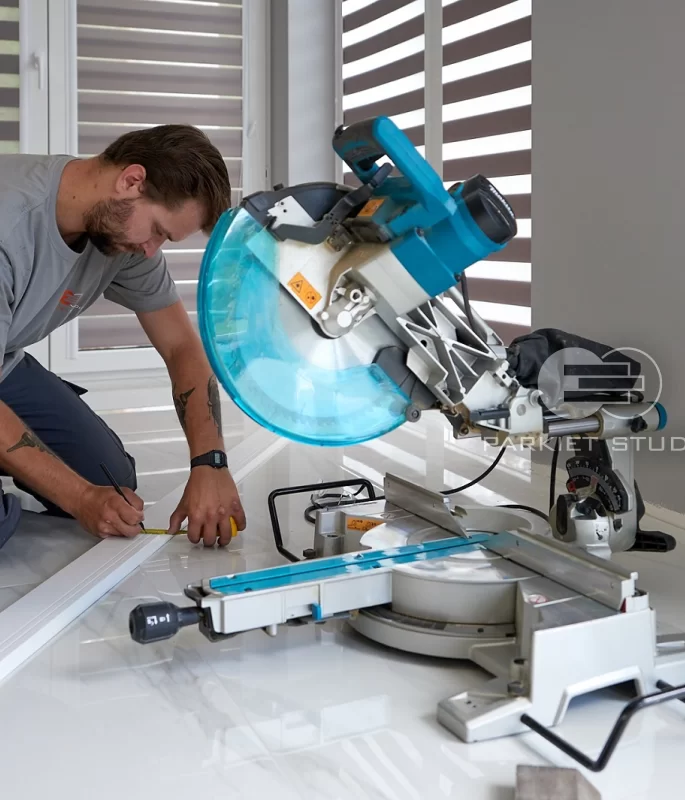 Installation of skirting boards.