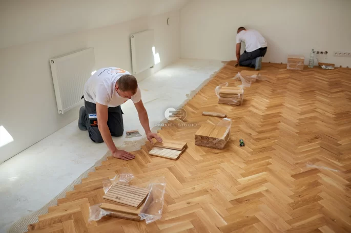 Flooring Installation - Mechanically Aged Parquet