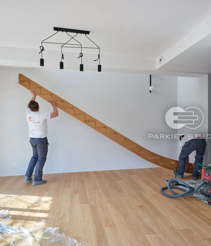 Installation of wooden stairs